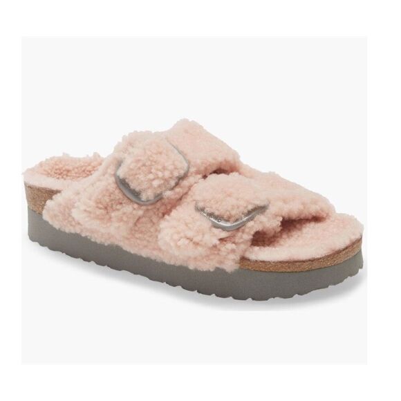 Birkenstock | Arizona Big Buckle Shearling Slide Sandals - Picture 1 of 12